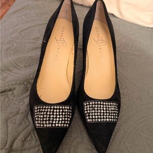 Ivanka Trump Black Suede Rhinestone Heels – Size 7.5